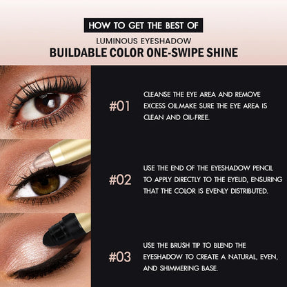 1PC Anti-smudge, Glitter and Matte Finish for Beginners, Vibrant Metallic, Silky, Double Headed Eye Shadow Stick for Bold Look