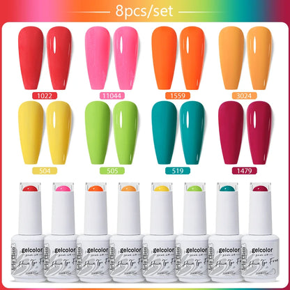 Arte Clavo 8Pcs/Set Gel Nail Polish Set 15ml Colorful Semi Permanent For Manicure Varnish Soak Off UV LED Nail Art Gel Kits