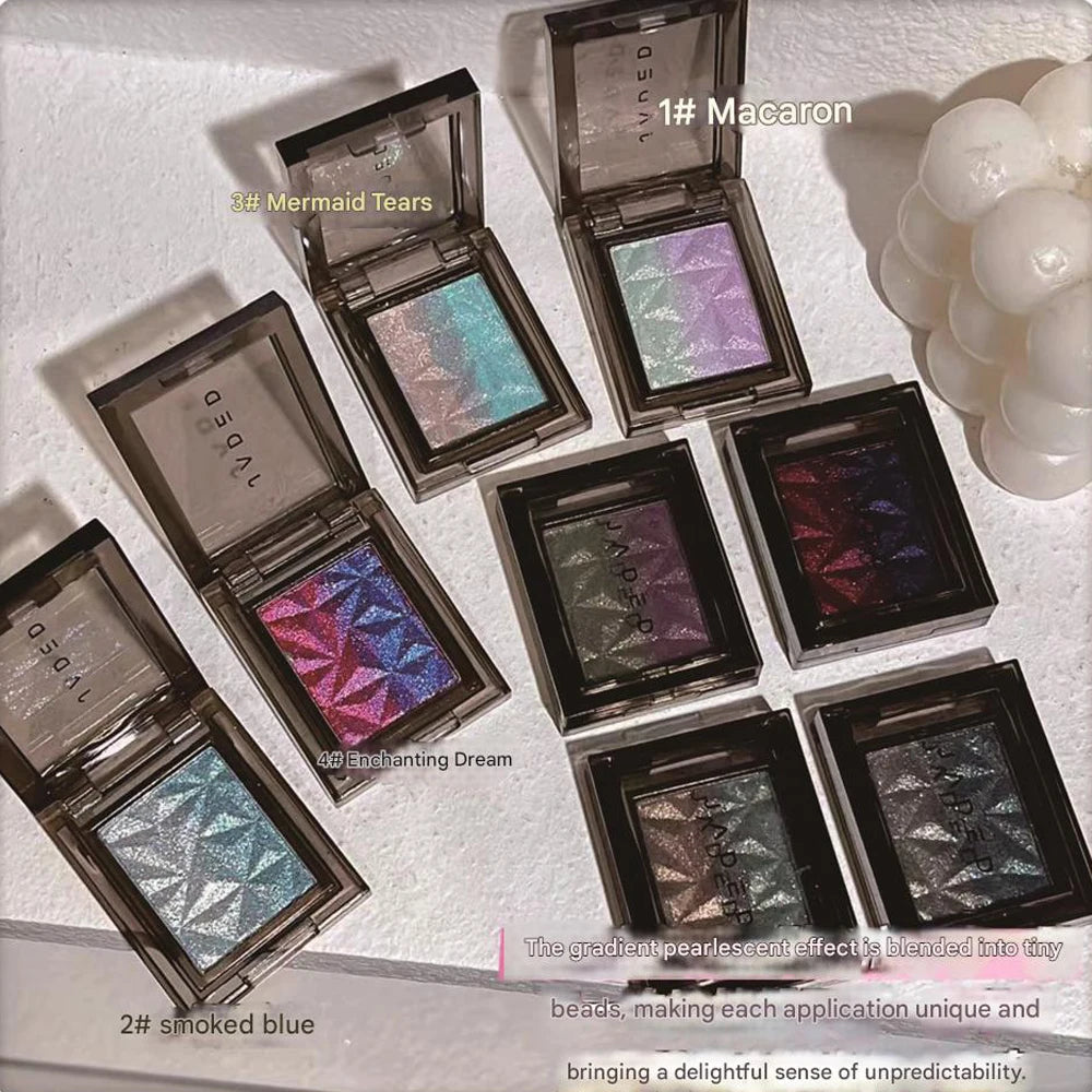 Chameleon Gradient Eyeshadow Palette Glitter Smokey Silver Blue Highlighter Metallic Pearlescent Eyes Makeup Lasting Brightening