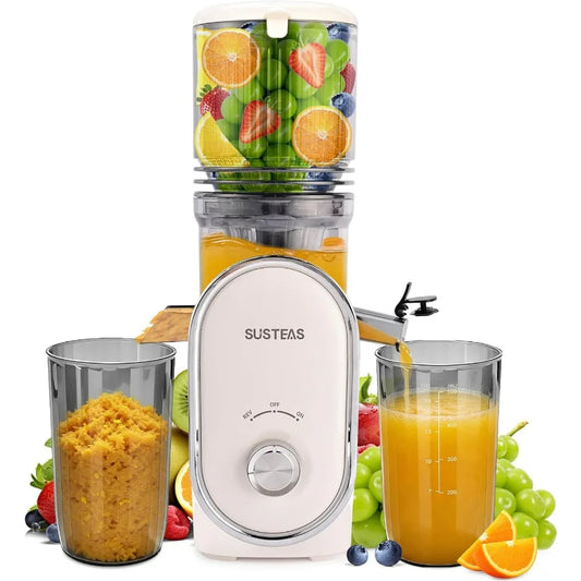 Cold Press Juicer, 5.3" Feed Chute Slow Masticating Machines with 300W, Fit Whole Fruits & Vegetables, High Juice Yield, Easy to