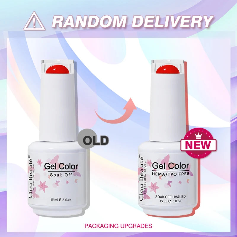 Clou Beaute 15ml Red Black White Green Neon Gel Nail Polish Base Top Coat Velvet Top 400 Colors Semi Permanent Gel Nail Varnish