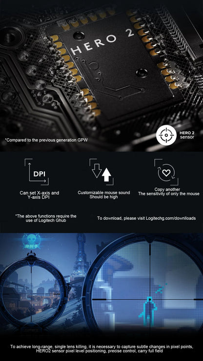 Logitech PRO X  SUPERLIGHT 2 GPW3 Wireless Mouse Gaming Mouse Gpw Second Generation Upgrade Hero2 Sensor