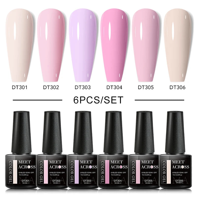 6Pcs Autumn Brown Color Gel Nail Polish Set Semi Permanent Varnishes Nail Art Design Hybrid Soak Off UV LED Gel Manicure Kit