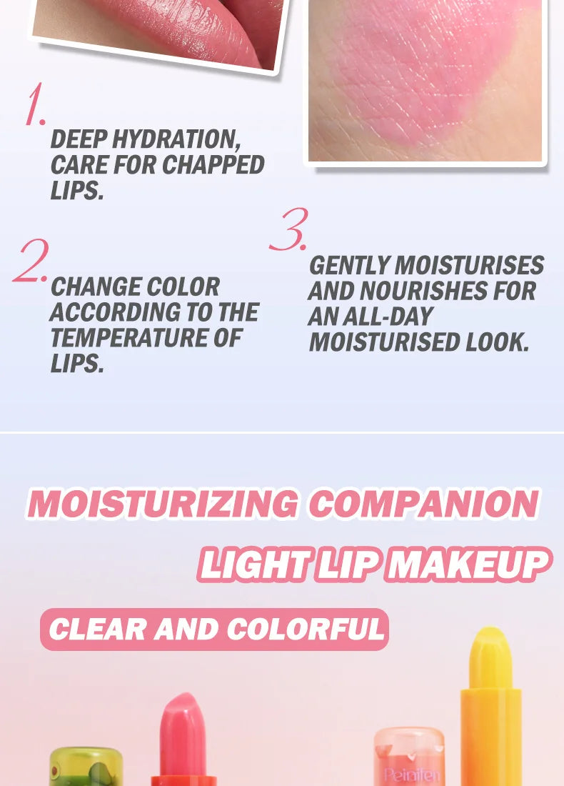 6Pcs Fruit Flavor Lip Balm Set Peach Strawberry LongLasting Moisturizing Lip GlossTransparent Shiny Non StickyHydrating Lip Care
