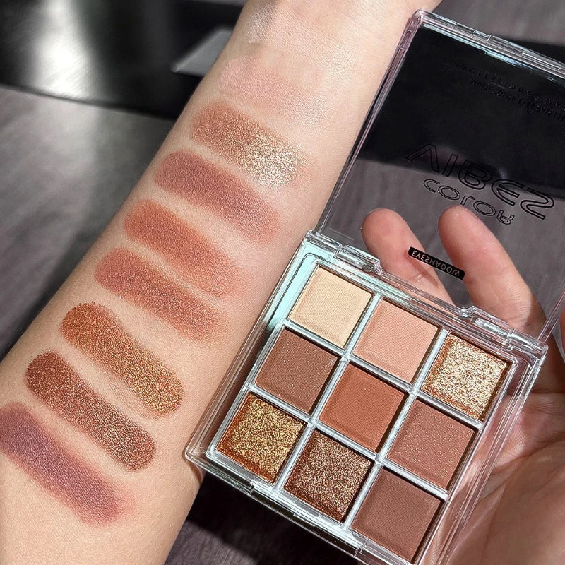 9-Grid Multi-color Eyeshadow Palette Glitter Pearlescent Matte Eye Shadow Shimmer Long Lasting Women Eye Makeup palette Cosmetic