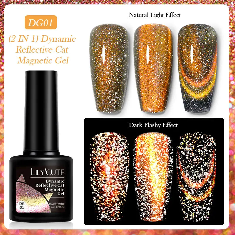 LILYCUTE 7ml 9D Cat Magnetic Gel Nail Polish Iridescent Magnet Semi Permanent Soak Off UV LED Manicure For Nail Art Gel Varnish
