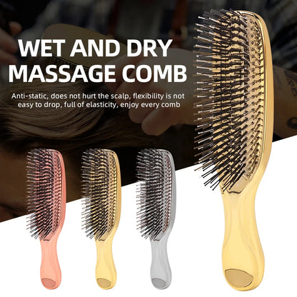 Japanese Premium Head Massager Scalp Brush Hair Massager Shampoo Brush Wet Plastic Detangling Brush Hair Cleaning Comb Rose Gold