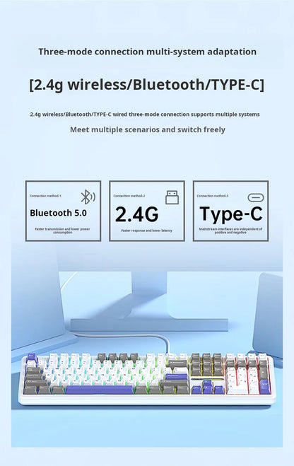 AULA F108Pro/F108 Wireless Bluetooth tri-mode connection, multi-functional display, Gasket structure, RGB lighting effects