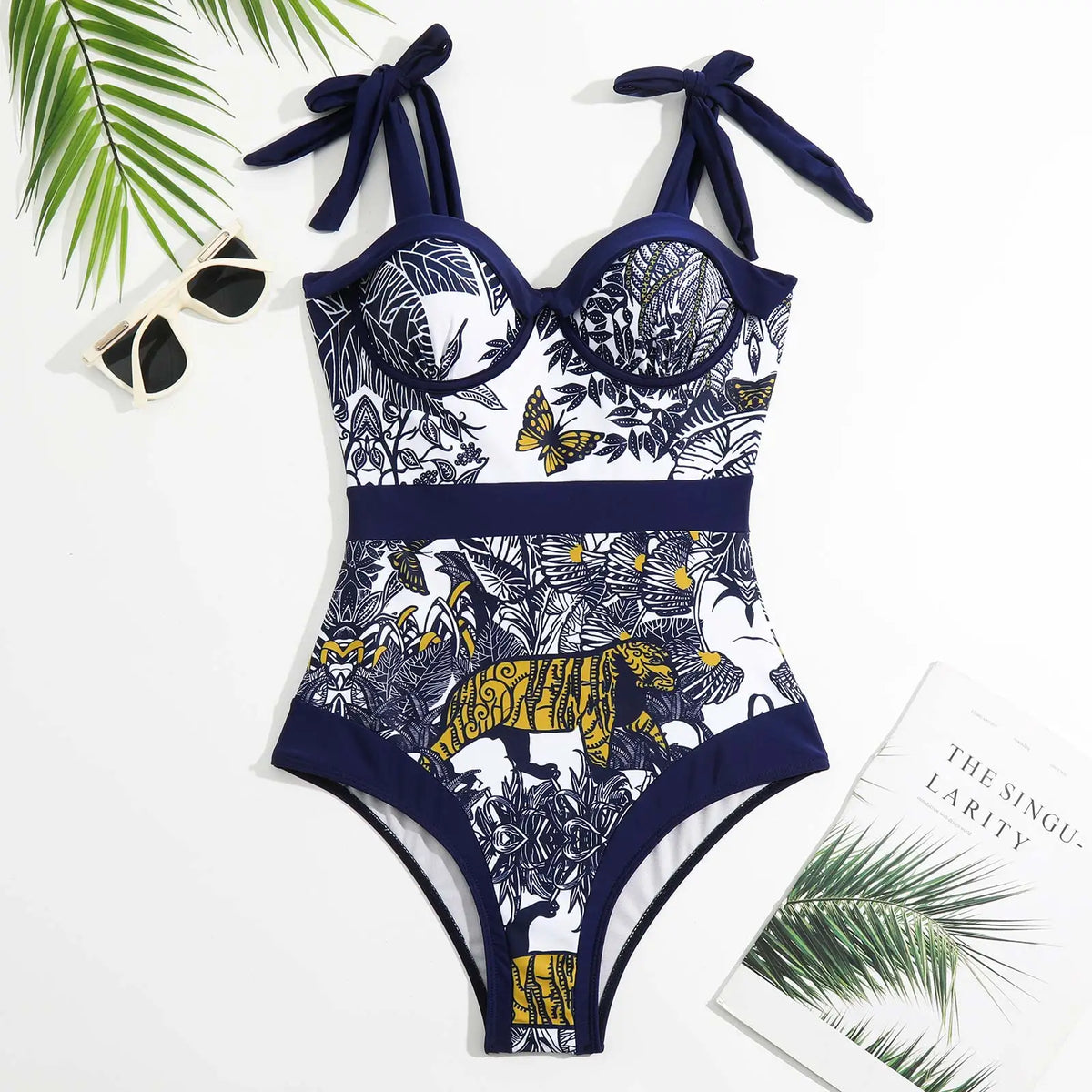 2024 Sexy Women's Swimsuit with Skirt One-Piece Swimwear Vintage Ruffle V Neck Cover Up Bikinis Set Beachwear Bathing Suit