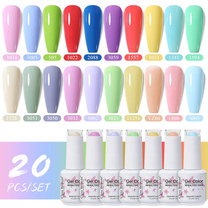 Clou Beaute 20pcs TPO & HEMA FREE Nail Gel Polish Set Red Pink Nude UV LED Soak Off Polish Gel Nail Semi Permanent Nail Varnish