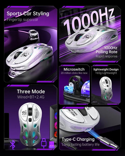 Lenovo Tri-mode Wireless Bluetooth Mouse Lightweight Computer Rgb Illuminated Gaming Mouse Portable Tablet Universal Mouse