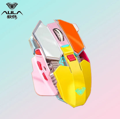 AULA SC300 Ultra-quiet Wireless Gaming Mouse Rechargeable Ergonomic Mechanical Armor Style, Colored and Vibrant Body Design