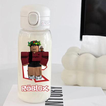 600ml Game Roblox Transparent Straw Water Cup Portable Large Capacity Straw Water Bottle Student Water Cup Plastic Sports Cup