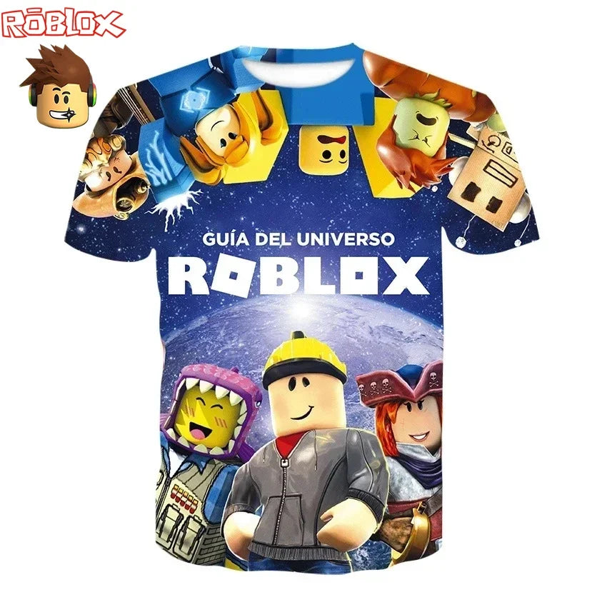 Roblox Children Summer Gamer T-shirt Boys Clothes Girls Anime Short Sleeve