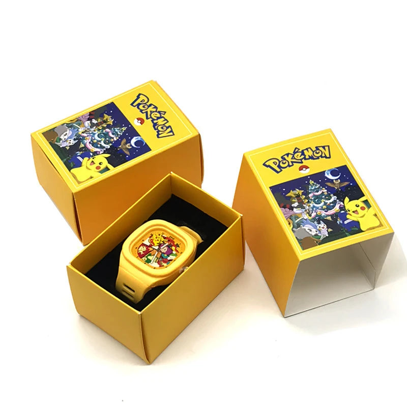 Pocket Monster Watch Anime Pikachu Cartoon Children's Quality Cute Square Watch Gift Box Series Children's Christmas Gifts