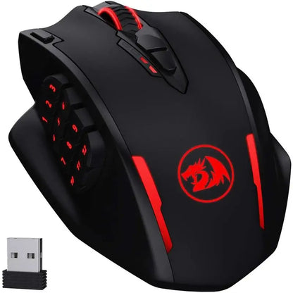 Redragon M913 Gaming 16000 DPI Wired 2.4Ghz Wireless RGB Optical Gamer Mice 16 Programmable Buttons, Black/White Mouse