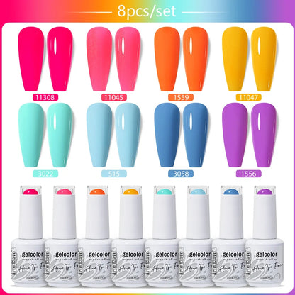 Arte Clavo 8Pcs/Set Gel Nail Polish Set 15ml Colorful Semi Permanent For Manicure Varnish Soak Off UV LED Nail Art Gel Kits