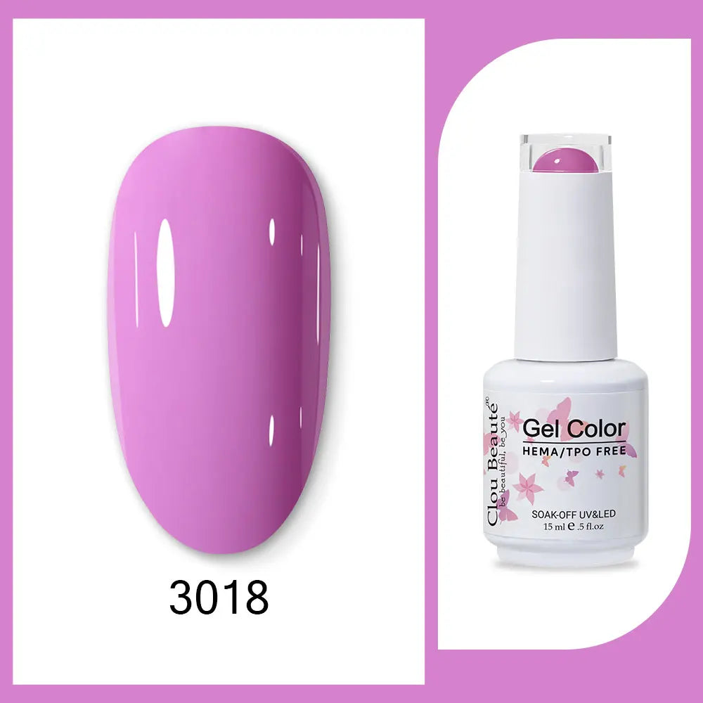 Clou Beaute 15ml Red Black White Green Neon Gel Nail Polish Base Top Coat Velvet Top 400 Colors Semi Permanent Gel Nail Varnish