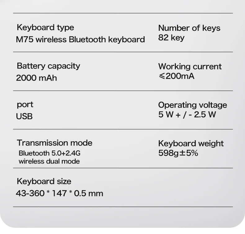 FREEWOLF M75 Wireless Keyboard, Bluetooth Dual-mode, PBT Gradient Ball Cap, With Display Screen, Gaming Keyboard
