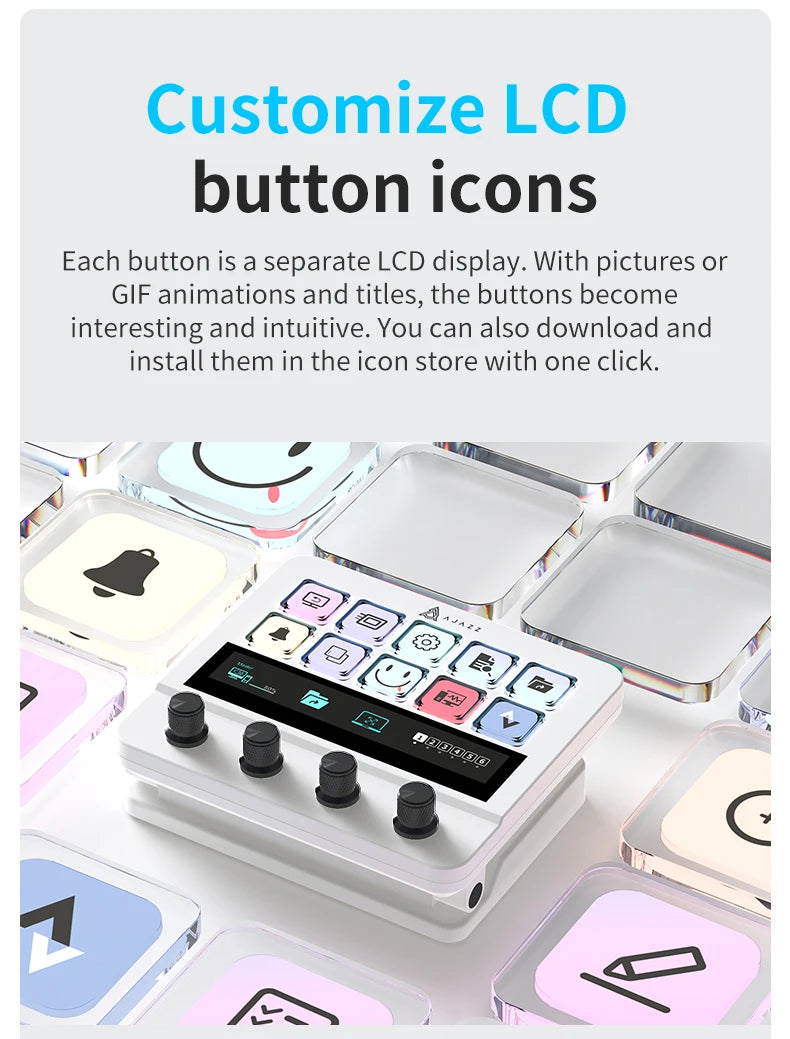 Ajazz AKP05 Mechanical Macro Keyboard Multi-Function Desktop Assistant for Office and Gaming, Easy-to-Use Multimedia Controls