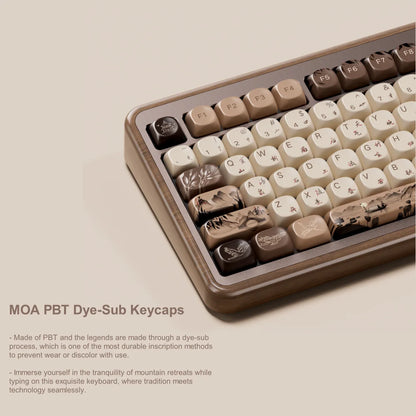 Akko MU02 75% Mountain Seclusion Wooden Mechanical Keyboard RGB Hot-swappable BT5.0/2.4G Wireless & Type-C Wired Gaming Keyboard