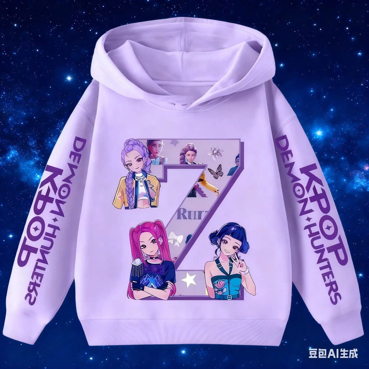 Hoodie for children with letters A-Z, Kpop Demon Hunters sportswear for girls, casual top for autumn and winter long sleeve