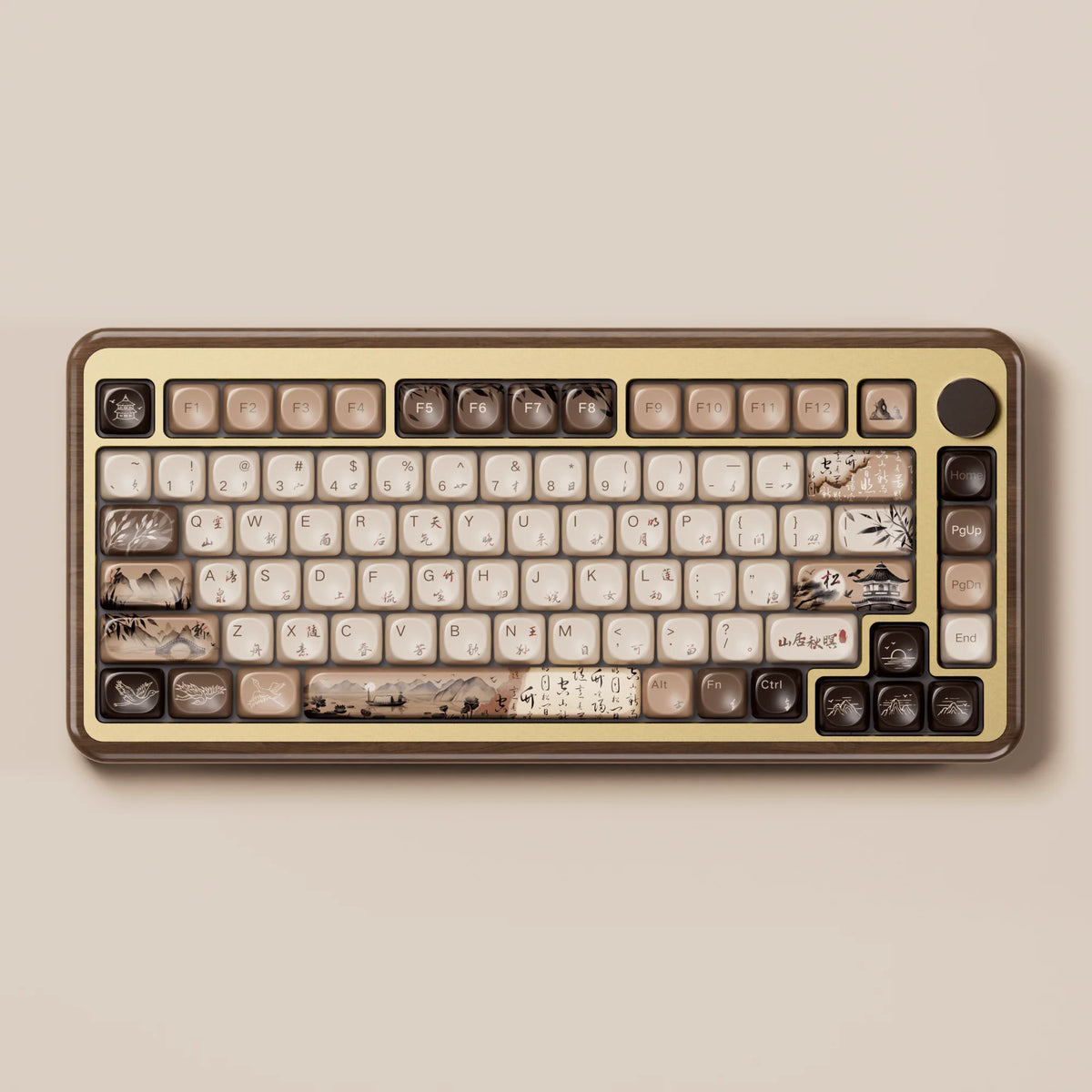Akko MU02 75% Mountain Seclusion Wooden Mechanical Keyboard RGB Hot-swappable BT5.0/2.4G Wireless & Type-C Wired Gaming Keyboard