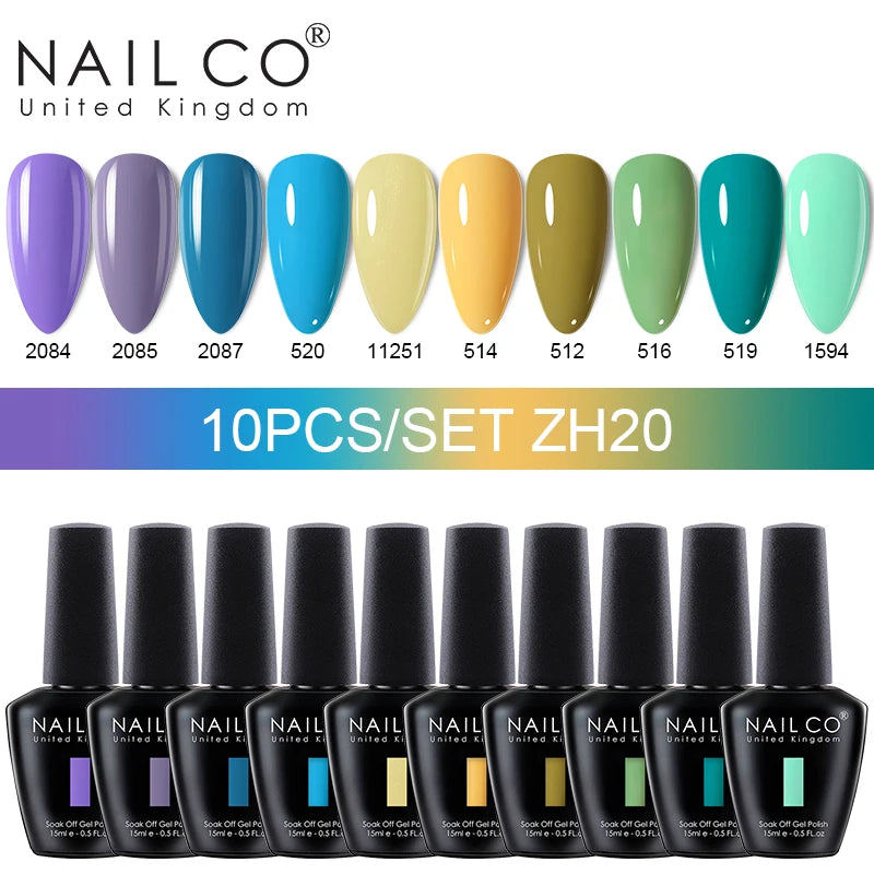 NAILCO 15ml Gel Nail Polish Set 30pcs/Lot Gel Polish Nail Soak Off UV LED Semi-Permanent Varnishes Nail Art Salon Free Shipping