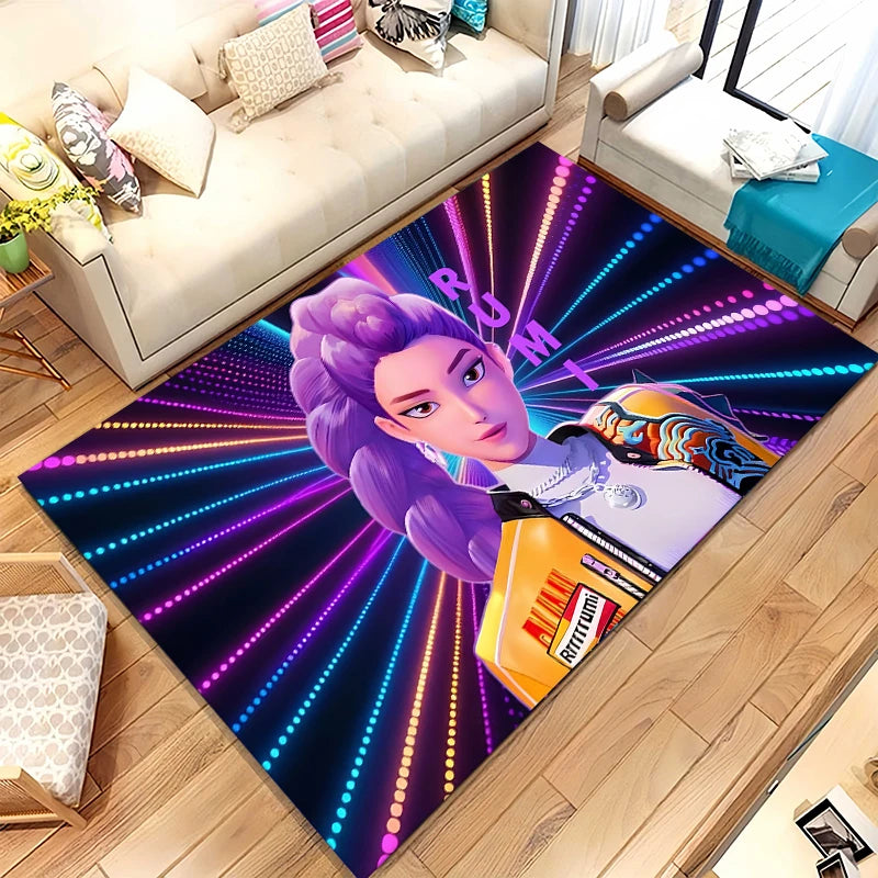 K-Pop Demon Hunters Golden Saja Boys Living Room Non-Slip Area Rug Soft Carpet for Bedroom Playroom Sofa,Home Decor Doormat