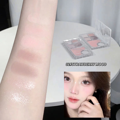 Pinky Heart Gege Bear Eyeshadow Palette Matte Pearlescent Earth Color Sequin Long-Lasting Eyeshadow And Contour Palette