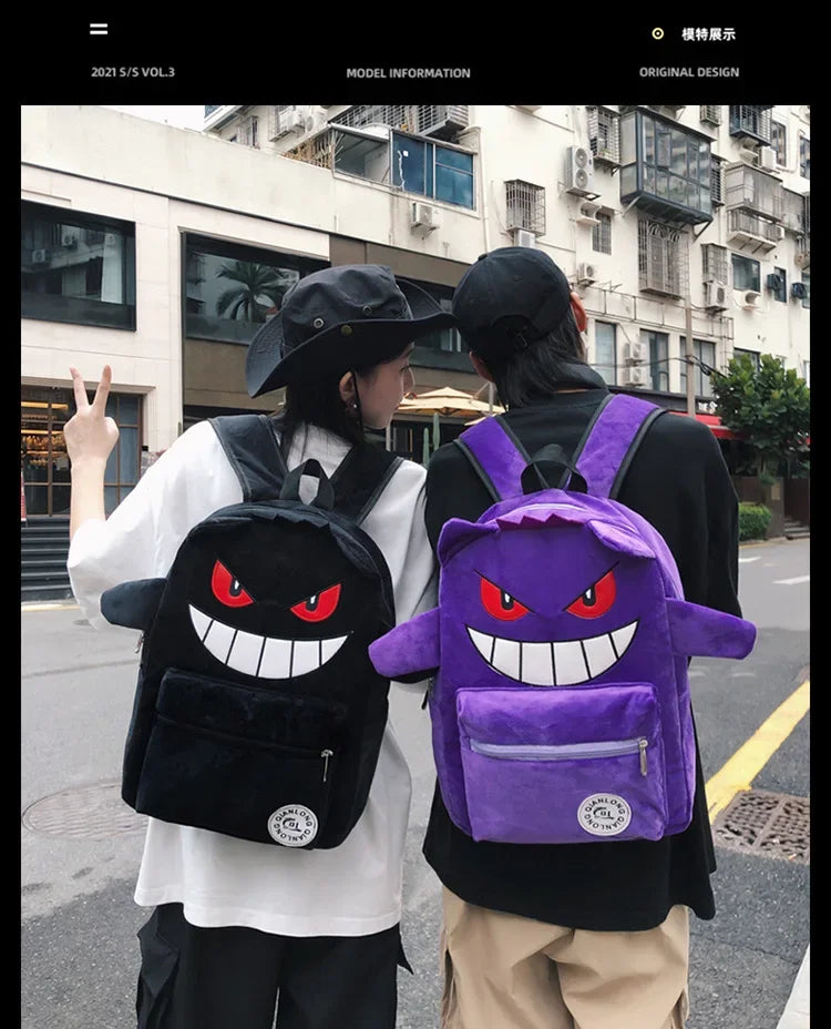 TAKARA TOMY Pokemon Backpack Gengar Student School Bag Children's Gifts Cartoon Kawaii SchoolBag Mochila