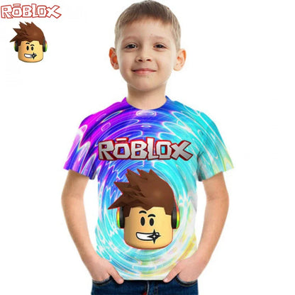 Boys Clothes Girls Kids Roblox Summer Tee Anime Game T-shirt