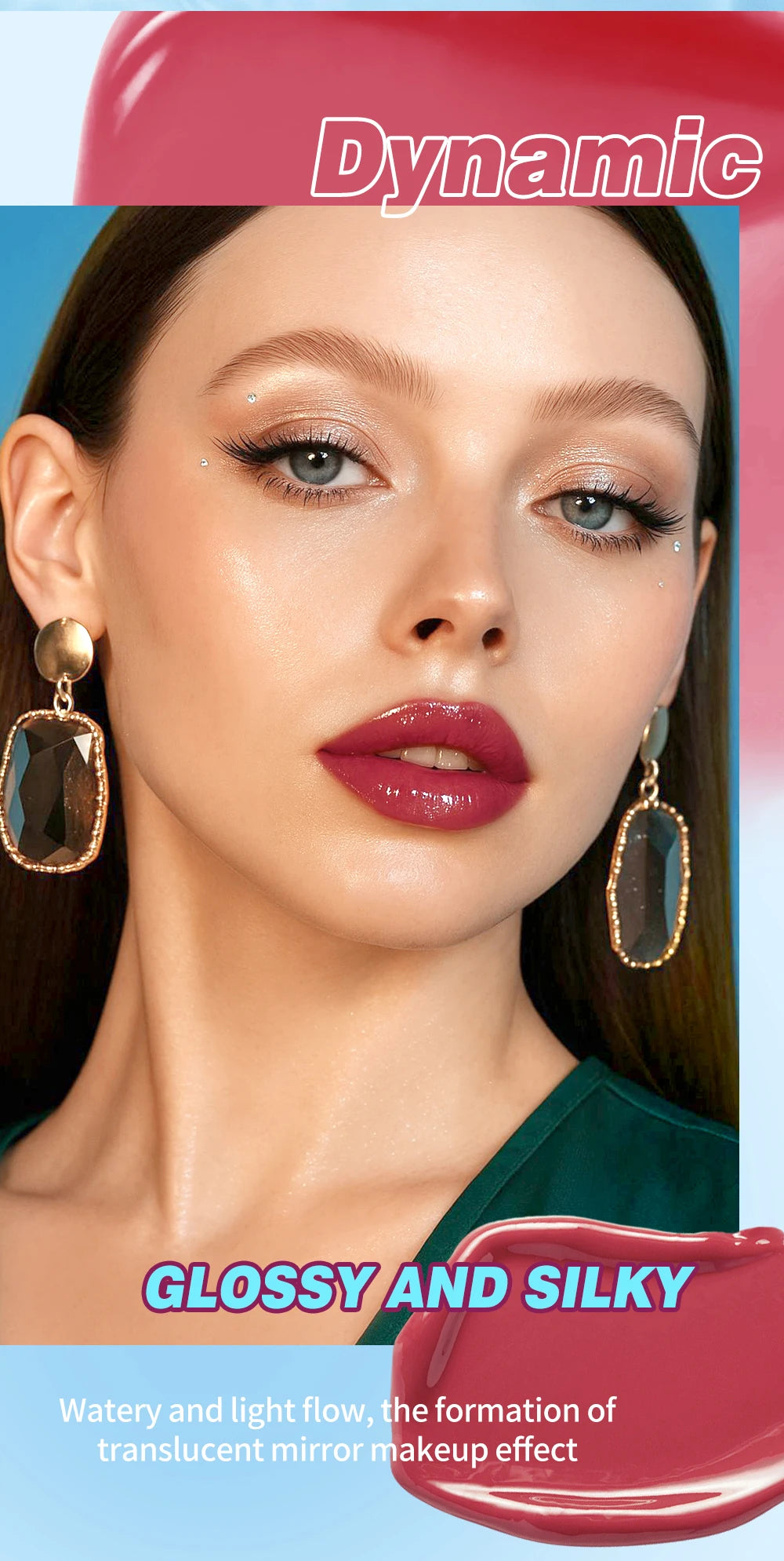 QIBEST Crystal Lip Gloss Mirror Watery Lip Glaze Long Lasting Moisturizing Lip Balm Plumping Gloss Oil Hydrating Makeup Lip Tint