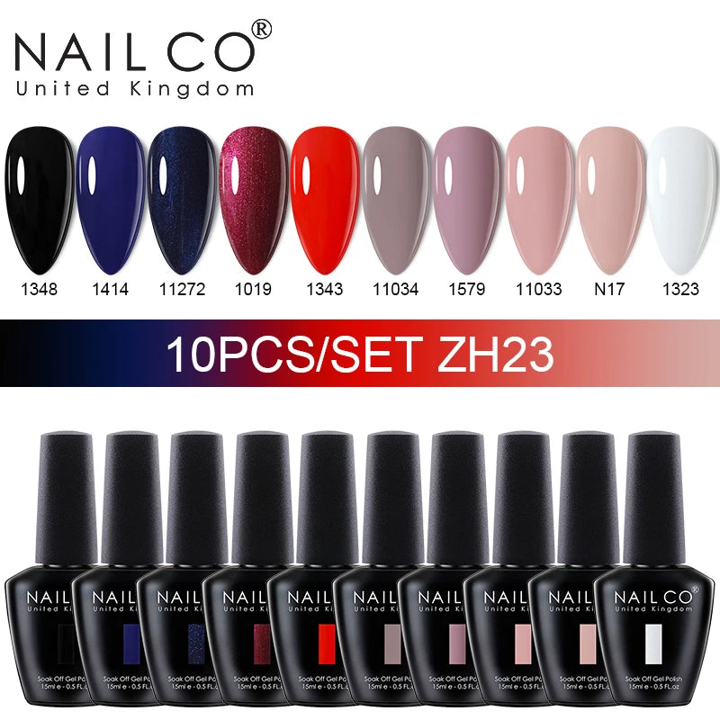 NAILCO 15ml Gel Nail Polish Set 30pcs/Lot Gel Polish Nail Soak Off UV LED Semi-Permanent Varnishes Nail Art Salon Free Shipping
