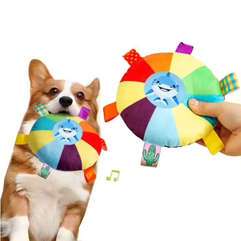 Hot dog plush toy bell cartoon toy puppy small dog Teddy teeth grinding toy wear-resistant bite-resistant pet toy