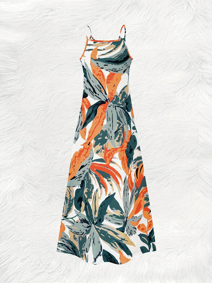 Boho Long Sleeve Floral Print Dress for Women Casual Summer Maxi Dress with V Neck Elastic Waist Flowy A Line Dress