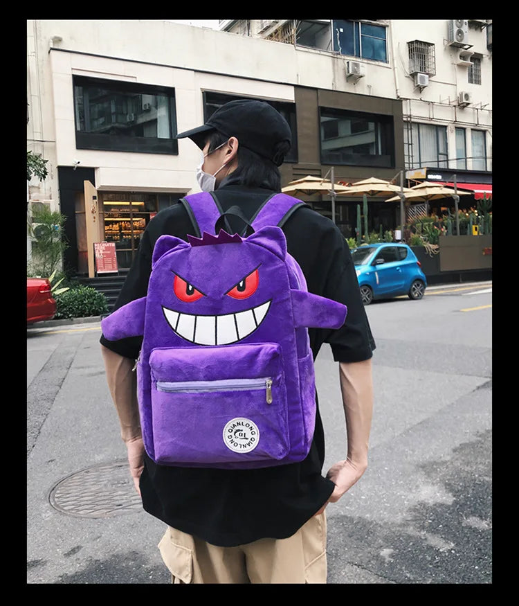 TAKARA TOMY Pokemon Backpack Gengar Student School Bag Children's Gifts Cartoon Kawaii SchoolBag Mochila