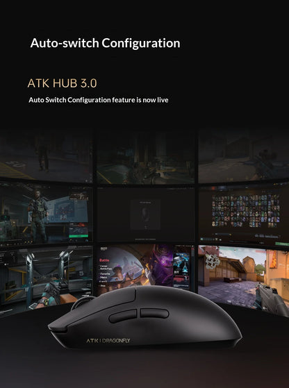 ATK DragonFly A9 Air Ultimate Wireless Gaming Mouse PAW3950 Ultra 42000DPI 750IPS 8KHz RGB Ergonomic Design for Windows MacOs