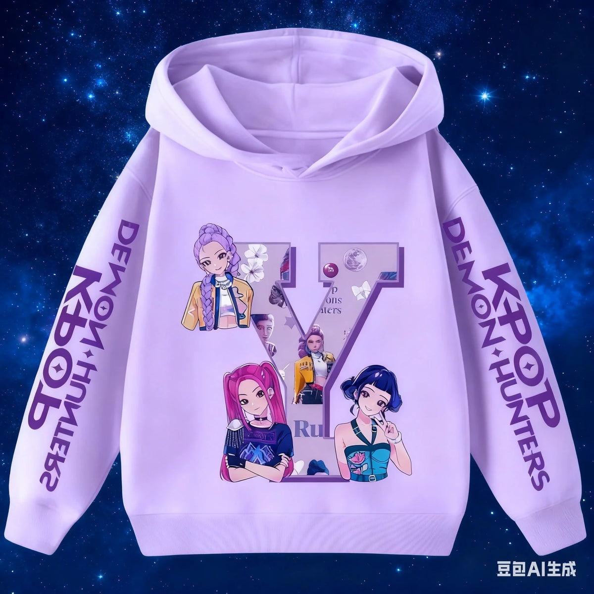 Hoodie for children with letters A-Z, Kpop Demon Hunters sportswear for girls, casual top for autumn and winter long sleeve