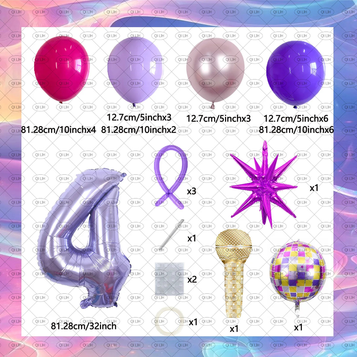 34pcs K-pop music girl group idol hunter theme disco rock party balloon set birthday party music festival concert decoration
