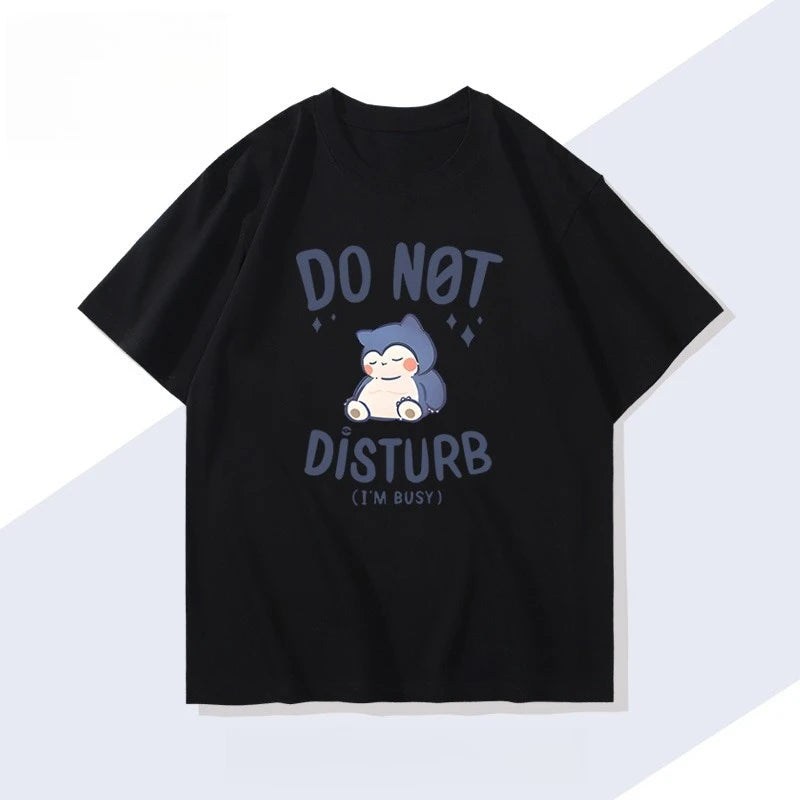 Pokémon Handheld Game Snorlax T-shirt Summer New Men's and Women's Japanese Harajuku Trend Loose Casual Short-sleeved Top