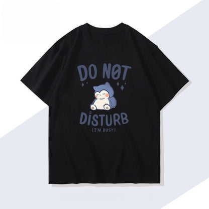 Pokémon Handheld Game Snorlax T-shirt Summer New Men's and Women's Japanese Harajuku Trend Loose Casual Short-sleeved Top