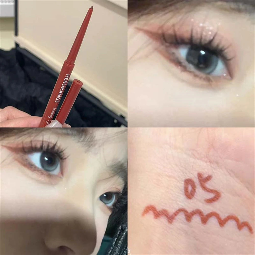12 Colors Eyeliner Pencil Waterproof Long-lasting Orange Black Brown Easy Wearing Eyeshadow Contour Stick Lying silkworm Makeup