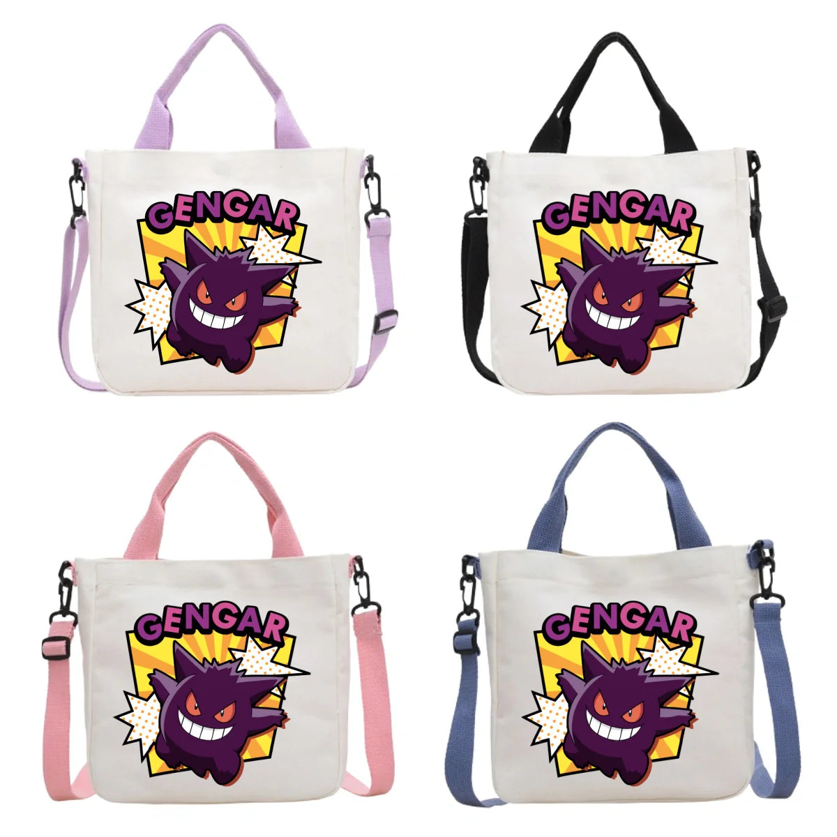 Anime Pokemon Pikachu Canvas Shoulder Bag Cute Cartoon Pattern Print Handbag Boys Girls Leisure Crossbody Bag Birthday Gift