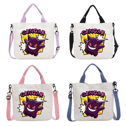 Anime Pokemon Pikachu Canvas Shoulder Bag Cute Cartoon Pattern Print Handbag Boys Girls Leisure Crossbody Bag Birthday Gift