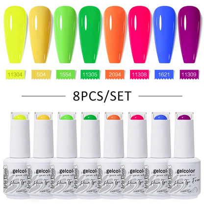 Arte Clavo 8Pcs/Set Gel Nail Polish Set 15ml Colorful Semi Permanent For Manicure Varnish Soak Off UV LED Nail Art Gel Kits
