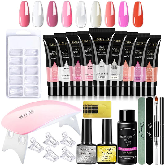 LIMEGIRL15ml Nail Gel Kit for Quick Expansion Nail Art Polymer Gel Nail Tool Finger Expansion Acrylic Gel Polisher Nail Art Set