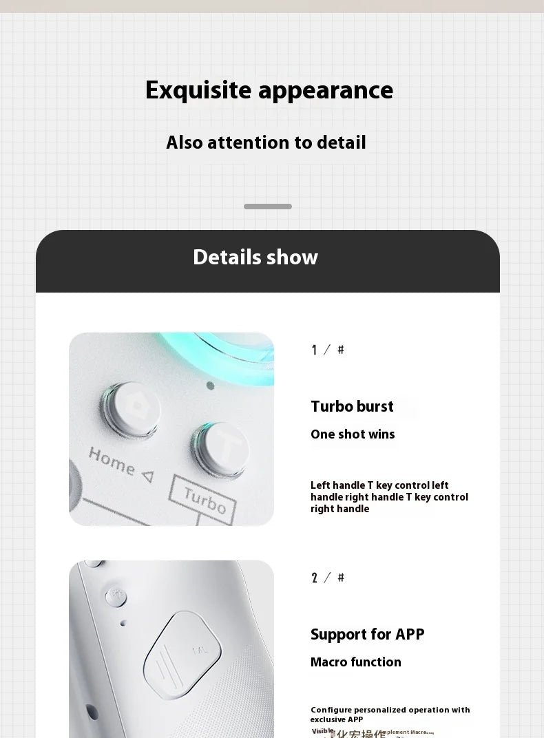 Aolion J20 Knight Wireless Gamepad with Left And Right Switch Hall Joystick Motion Sensing Custom For NS Joycon Game Accessories