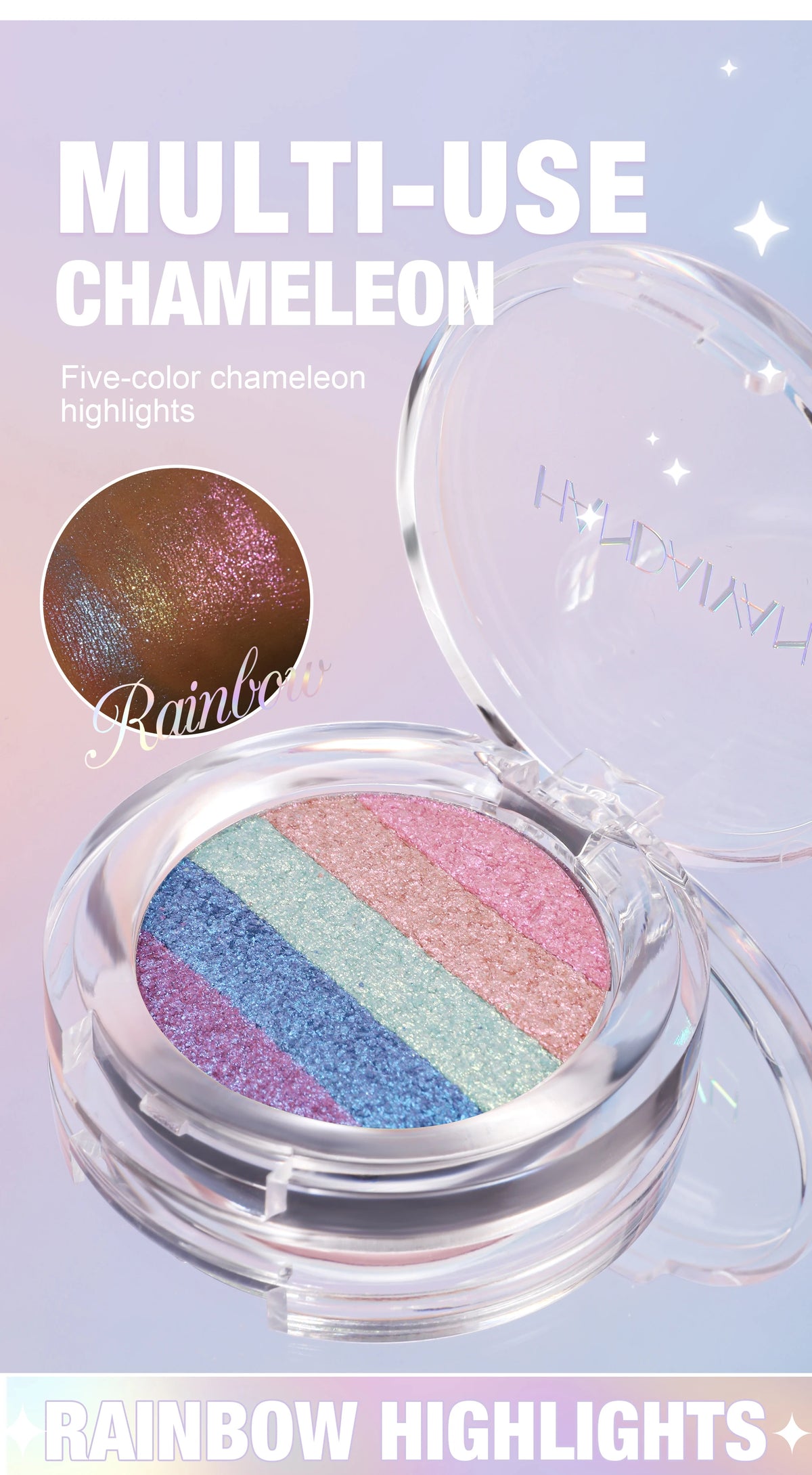 Multipurpose Pressed Powder Eyeshadow Palette Waterproof Long Lasting Highly Pigmented Rainbow Highlighter Chameleon Makeup