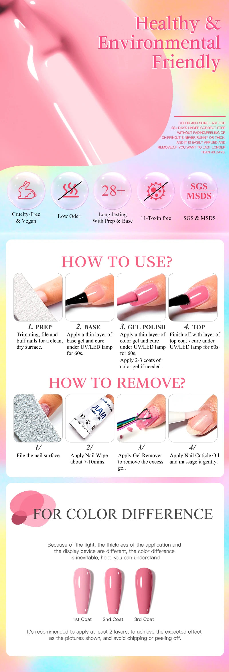 Mtssii 6PCS/Set Pink Glitter Gel Nail Polish Set Sequins Semi Permanent Base Matte Top Coat Soak Off LED UV Nail Art Gel Varnish